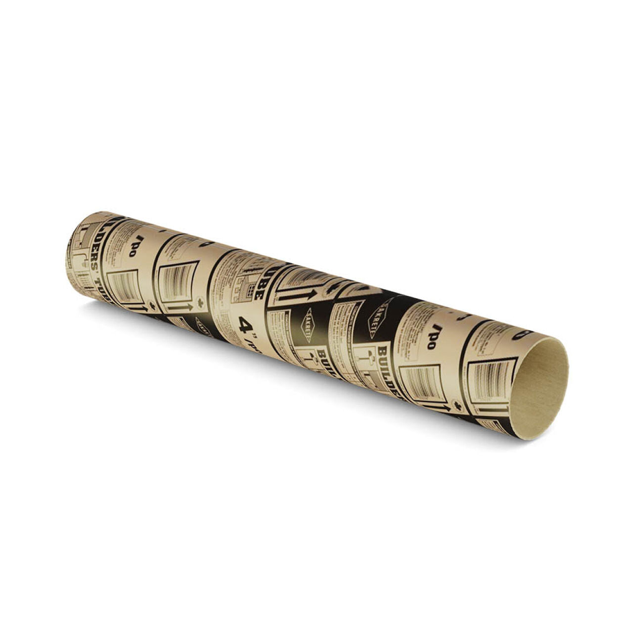 The Go Build 12 in. x 48 in. Builders Tube is a cylindrical cardboard form, often with printed labels, ideal for mailing posters or documents, storing artwork, or forming concrete footings and columns.